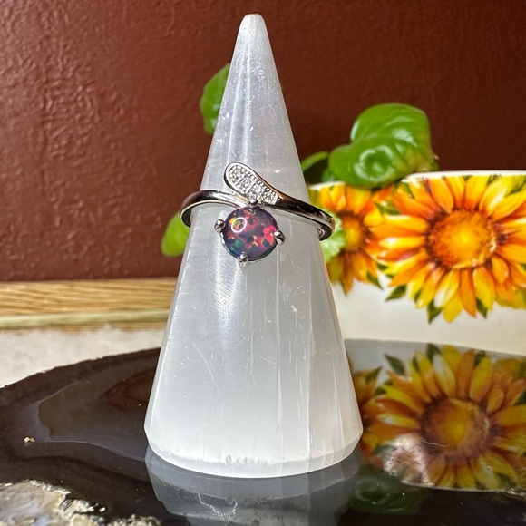 New 925 sterling silver ring size 9 fire opal blue pink green boho hippie gift - Picture 4 of 12